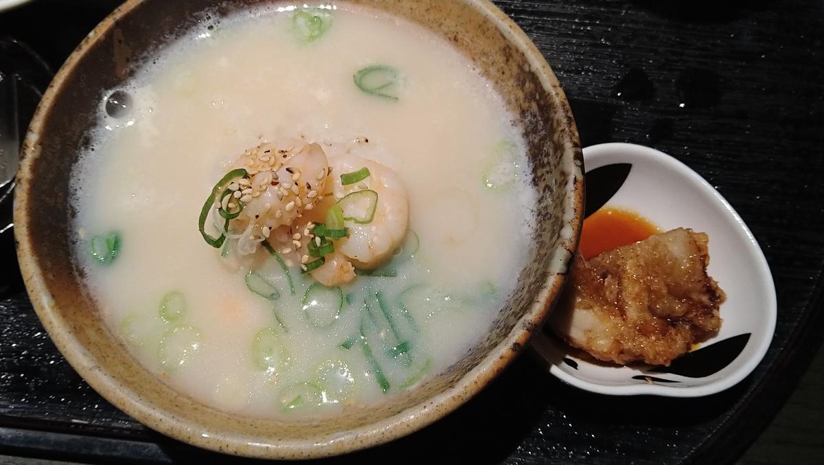 海鮮塩ダレと小鉢の唐揚げ